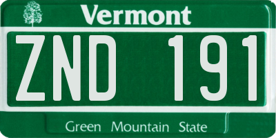 VT license plate ZND191