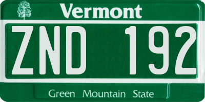 VT license plate ZND192
