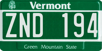 VT license plate ZND194