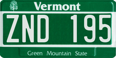 VT license plate ZND195