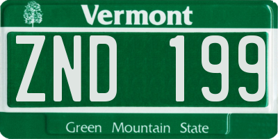 VT license plate ZND199