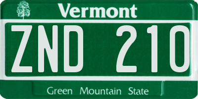 VT license plate ZND210