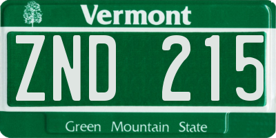 VT license plate ZND215