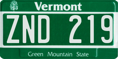 VT license plate ZND219