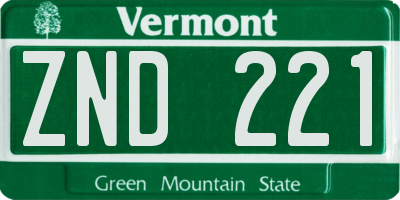 VT license plate ZND221