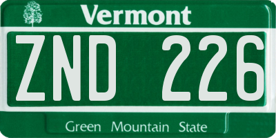VT license plate ZND226