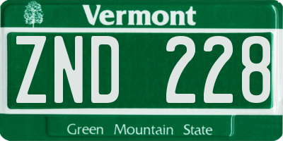 VT license plate ZND228