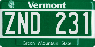 VT license plate ZND231