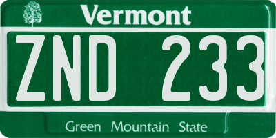 VT license plate ZND233