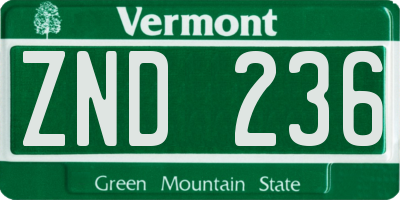 VT license plate ZND236