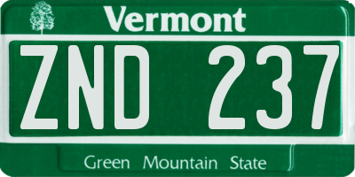VT license plate ZND237