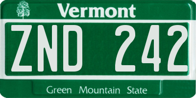 VT license plate ZND242