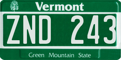 VT license plate ZND243