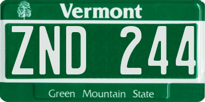 VT license plate ZND244