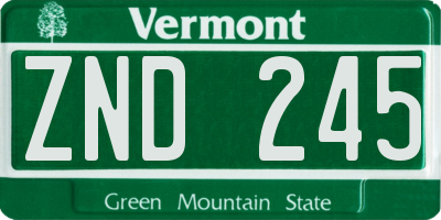 VT license plate ZND245