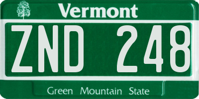 VT license plate ZND248