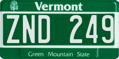 VT license plate ZND249