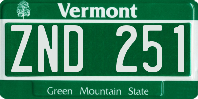 VT license plate ZND251