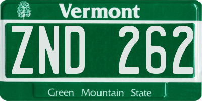 VT license plate ZND262