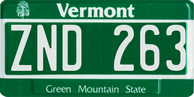 VT license plate ZND263