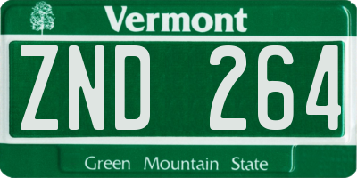 VT license plate ZND264