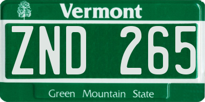 VT license plate ZND265