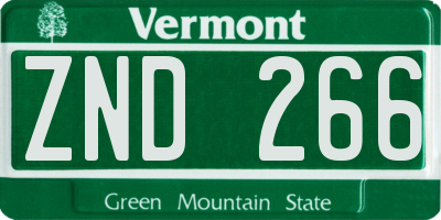 VT license plate ZND266