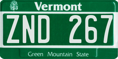 VT license plate ZND267