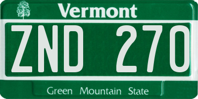 VT license plate ZND270