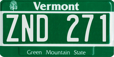 VT license plate ZND271