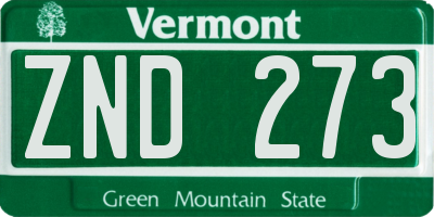 VT license plate ZND273