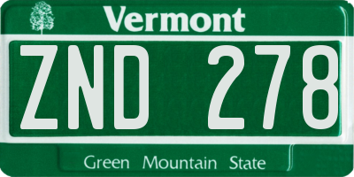 VT license plate ZND278