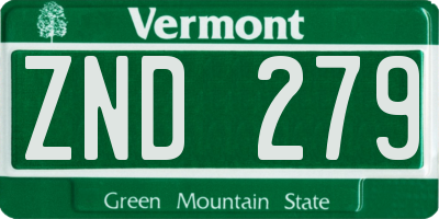 VT license plate ZND279