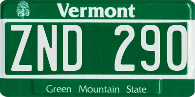 VT license plate ZND290