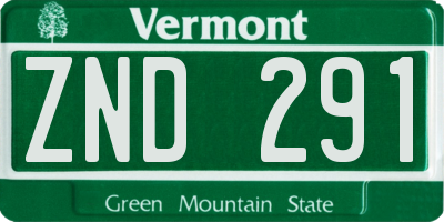 VT license plate ZND291