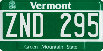 VT license plate ZND295