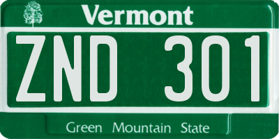VT license plate ZND301