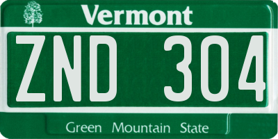VT license plate ZND304