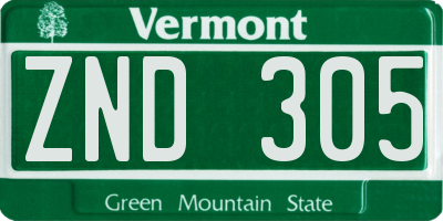 VT license plate ZND305