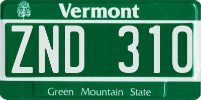 VT license plate ZND310