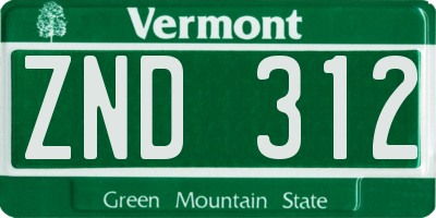 VT license plate ZND312
