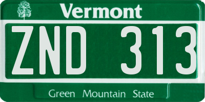 VT license plate ZND313