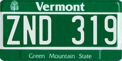 VT license plate ZND319