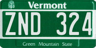 VT license plate ZND324