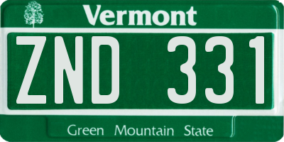 VT license plate ZND331