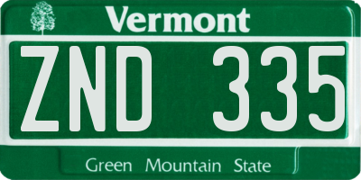 VT license plate ZND335