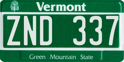 VT license plate ZND337
