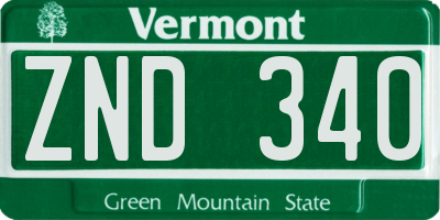 VT license plate ZND340