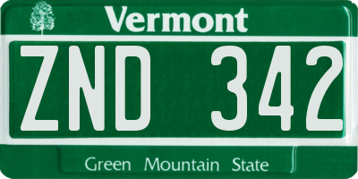 VT license plate ZND342