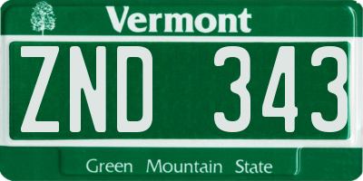 VT license plate ZND343